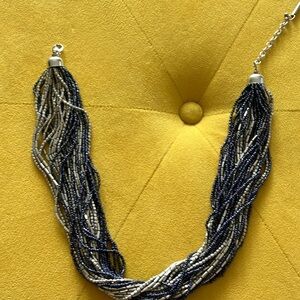 Elegant Blue and Silver Beaded Necklace